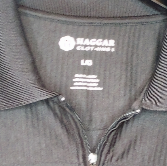 Haggard Men's Golf Shirt Black Long Sleeve Pullover 3/4 Zip Striped Texture L - Picture 11 of 11